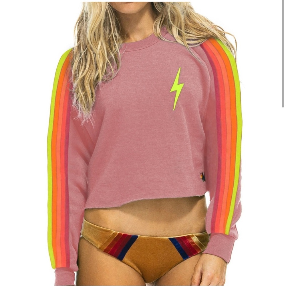 Aviator Nation Bolt Cropped Crew Sweatshirt